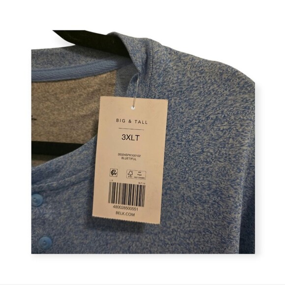 Ocean + Coast Jasper Short Sleeve Henley in Bluetifil 3XLT - Picture 4 of 5